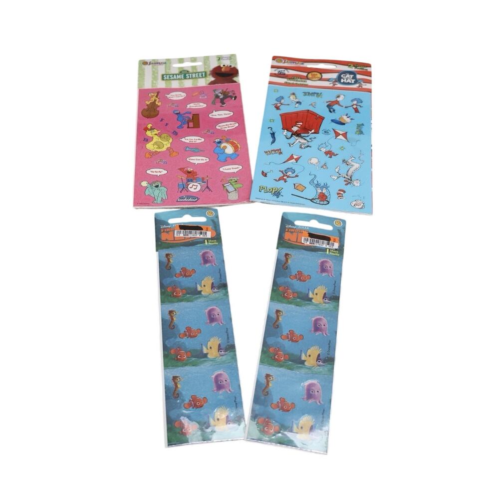 Vintage Sandylion Sesame Street Cat in the Hat Disney Finding Nemo Sticker Lot
